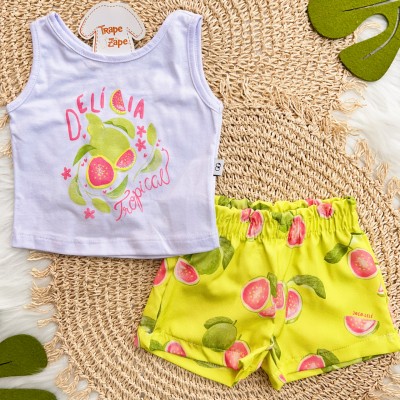 Conj. Regata Delícia Tropical e Short Melancias - Branco